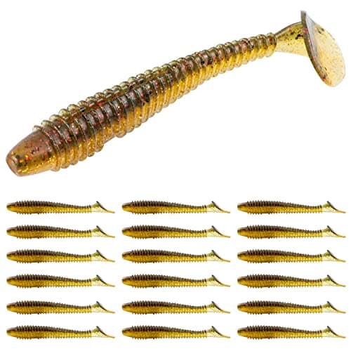 Runcl Swimbaits Paddle 10/20/30/40PCS, 2/3/4/5 Inchs Paddle Tail Soft Plastic Bass Lure Baits, ProBite Swimmer, Plastic Bait for Saltwater/Freshwater Fishing