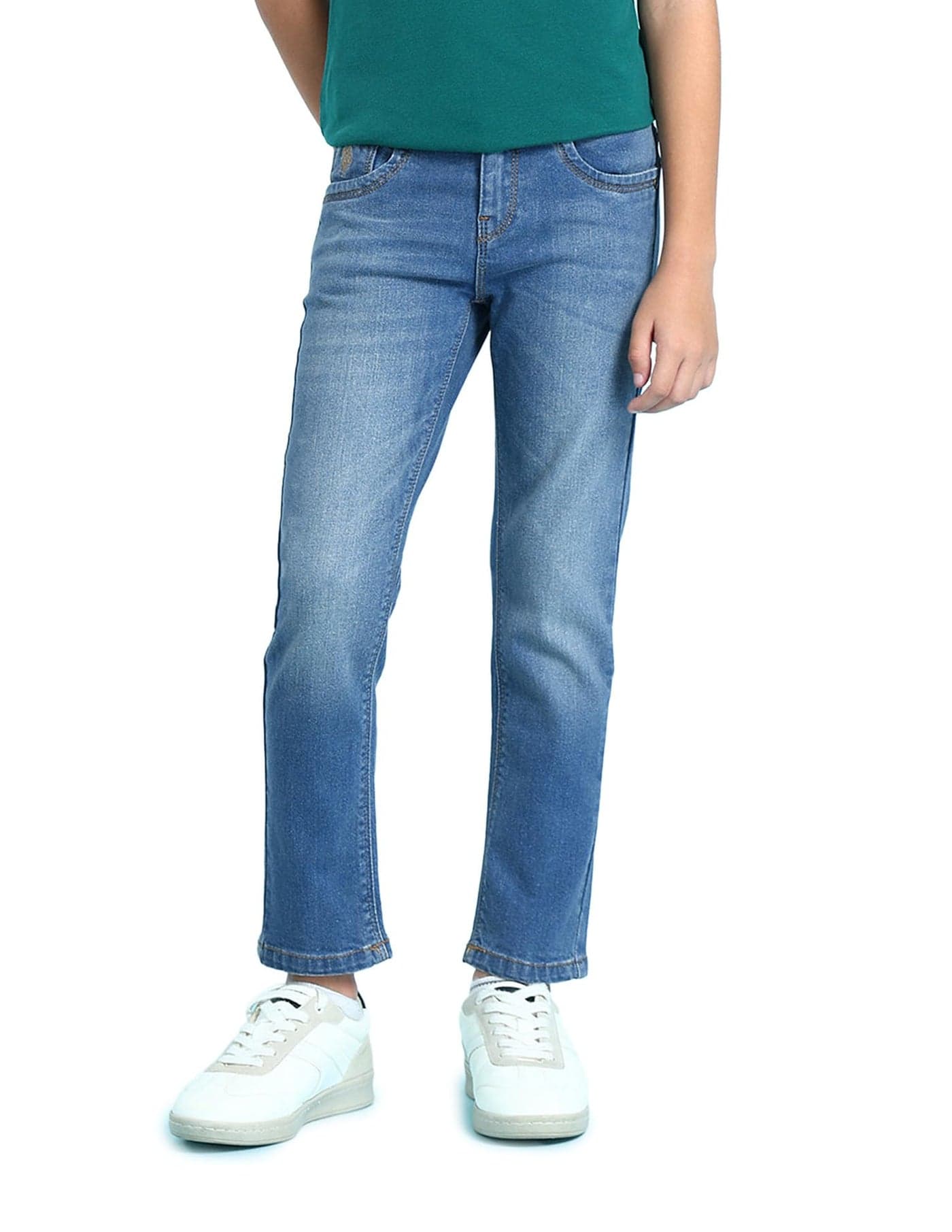 U.S. POLO ASSN. Slim Fit Jeans for Boys - Five Pockets, Mid-Rise Waist, Casual Kids Wear - EL, Blue