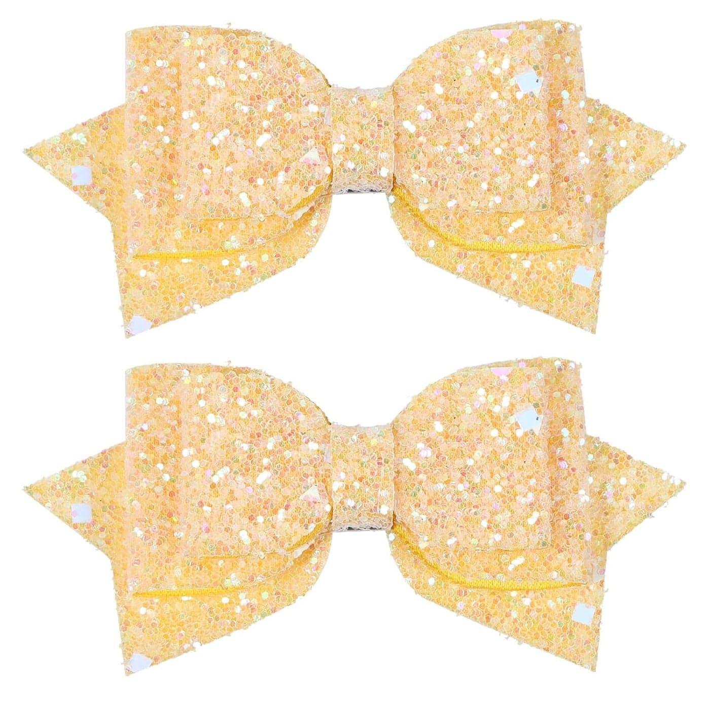 Glitter Sparkly Yellow Hair Bows 4 Alligator Clips Hair Barrettes for Teens Toddler Girls Hawaiian Luau Beach Tropical Vacation Party Favor Decorations Accessory Gift