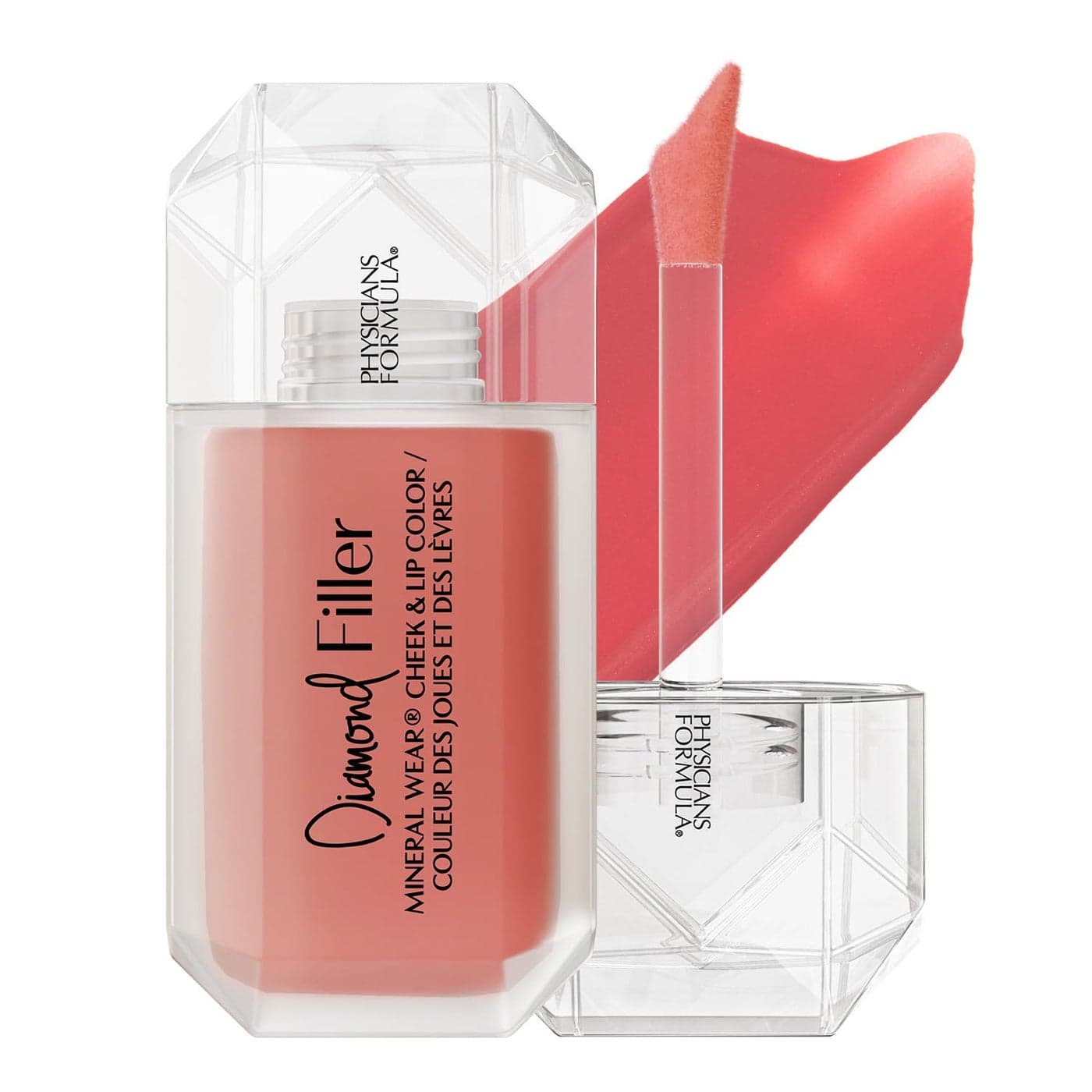 Physicians Formula Mineral WearDiamond Filler Cheek Lip Color SerumtoCream MultiUse Liquid Blush Formula Plumps Smooths for Fuller Looking Cheeks Lips Monochromatic Look Brilliant Peach