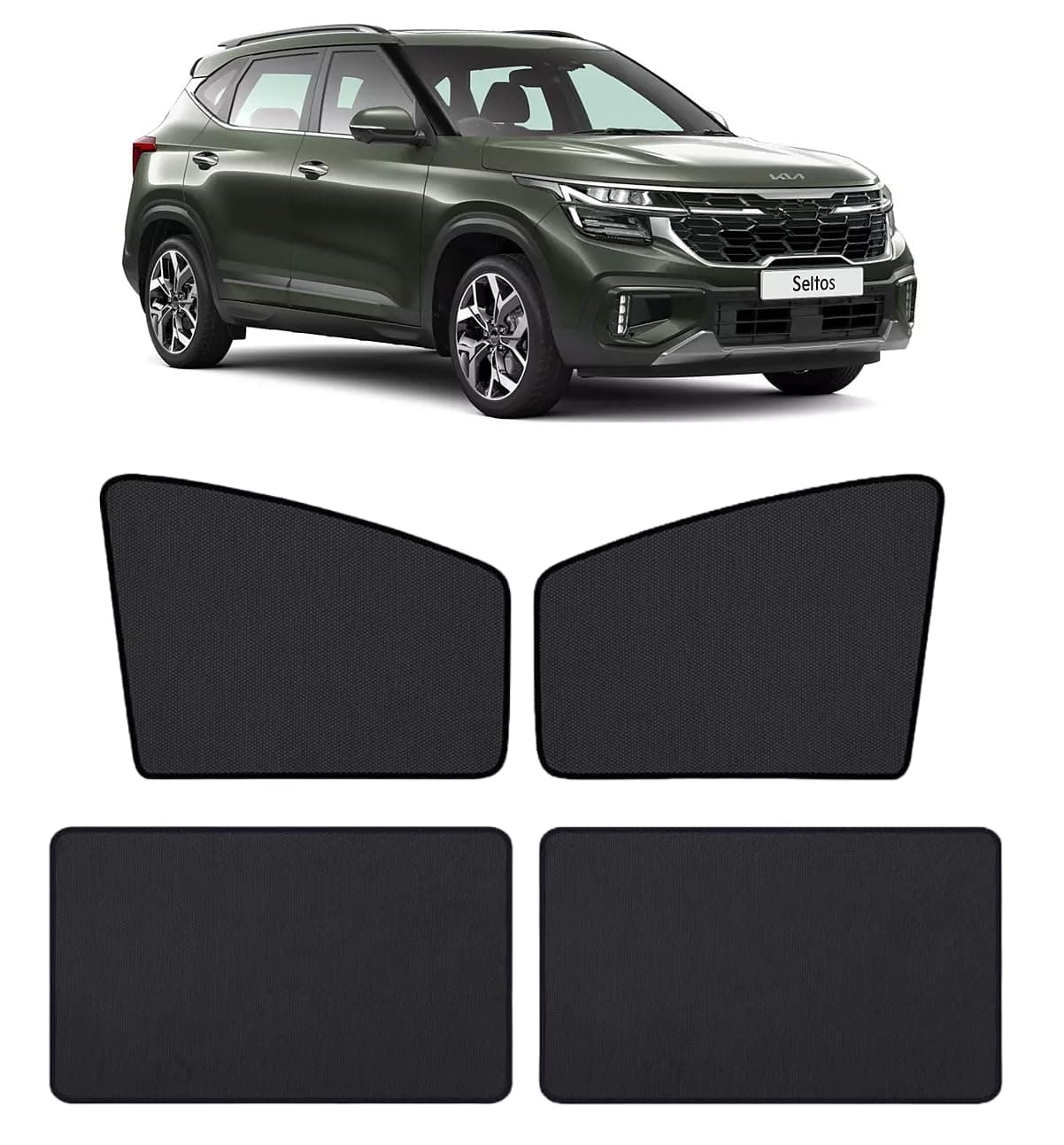Auto Hub Car Window Sunshade/Curtains Compatible with Kia Seltos Old- Pack of 4, Seltos Sun Shade
