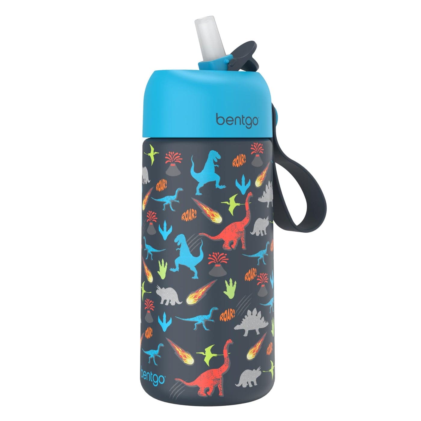 Bentgo Kids Stainless Steel Insulated Water Bottle LeakProof Keeps Cool for 12 Hours Durable BPAFree Dishwasher Safe 14 oz Cup for Ages 3 for SchoolSportsDaycare Sharks