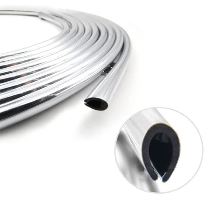 Guance Universal Car Chrome U Shape Edge Trim car Door Edge Guard,Ac Vent Fuel Tank Engine Hood Chrome beeding Chrome Molding Universal for All Cars (3 Meter,1 Single pcs)