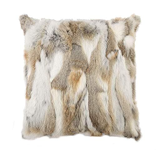 yingda1992 Rabbit Hide Skin Fur Pillowcase Throw Decorative for Living Room,Beds Cushion Cover Fur Pillow Case Cushion Cover (Yellow 50×50cm(20in×20in)