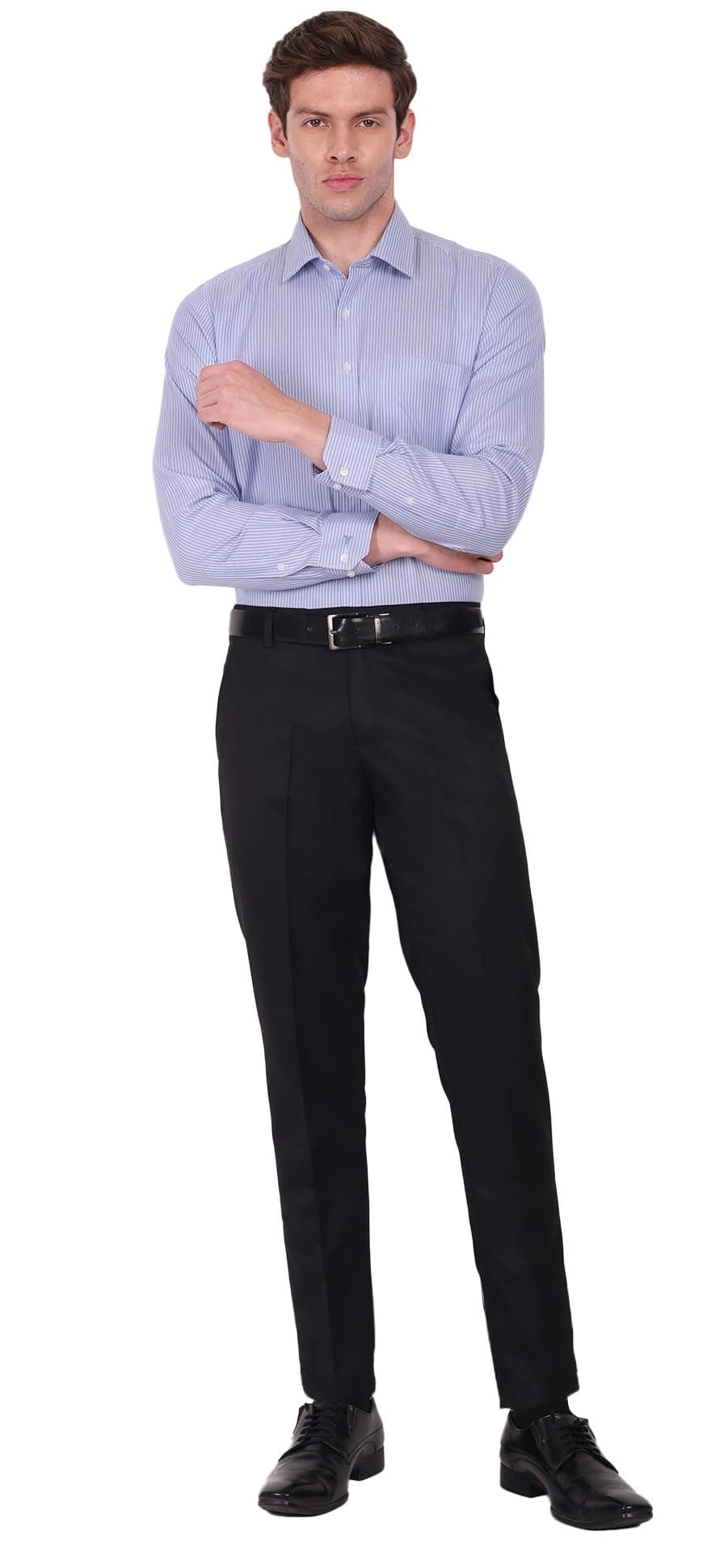 Jack and Jini Formal Mid Rise Pant for Men. Regular Fit, Lightweight, Flat Front, Premium Cotton Polyester Blend Fabric. Office, Party and Casual Wear. Non Stretchable. (Numeric, 30, Regular, Black)