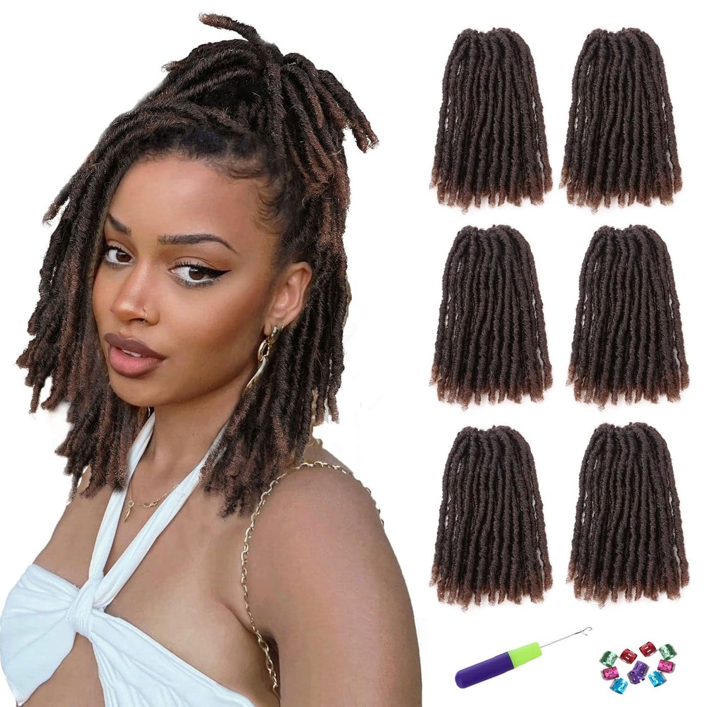 WIGNEE Crochet Hair 120 Strands Faux Locs 8 Inches Soft Locs PreTwisted Locs 6 Packs PreLooped Crochet Hair for Black Women8 Inch1B30