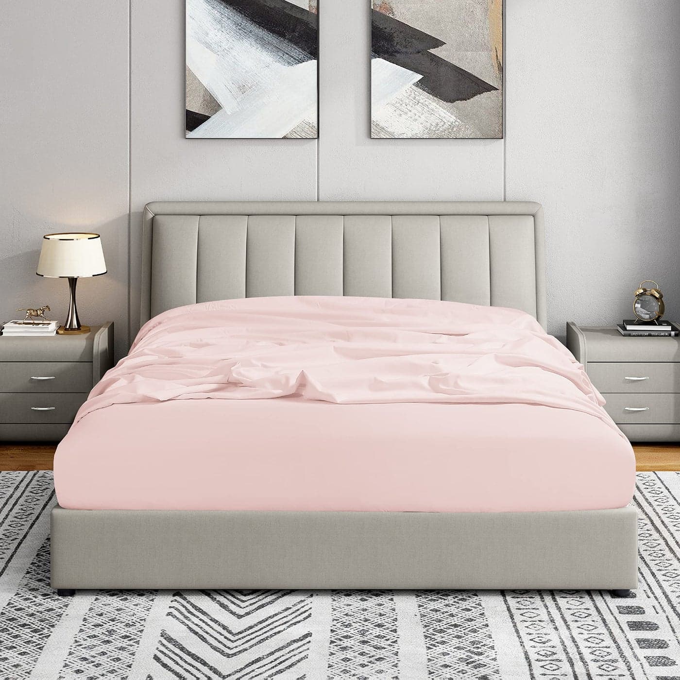 Cathay Home Twin Fitted Sheet Double Brushed Ultra Soft Wrinkle Fade Resistant 14 Standard Pocket Fitted Sheet Only Good Fit for 1216 Deep Mattress Twin Blush