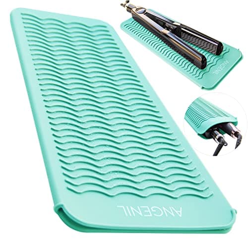 ANGENIL Curling Iron Silicone Mat Heat Resistant for Travel Dual Voltage Flat Iron, Hair Straightener, Rotating Cordless Curling Iron Wand, Wireless Curlers, Crimper Hair Iron, Straightening Iron