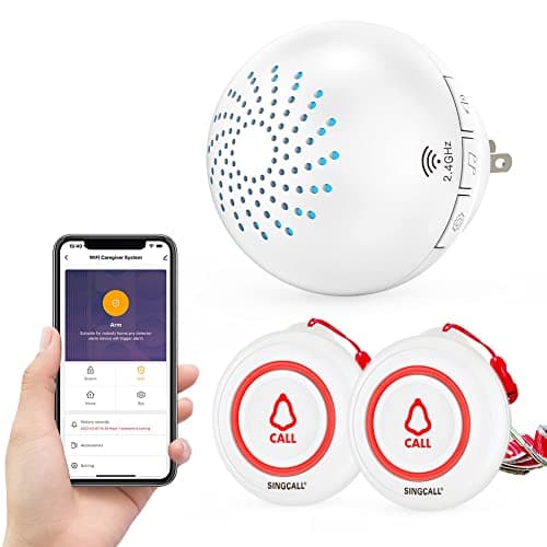 SINGCALL Tuya Caregiver Pager Smart Wireless Calling System WiFi SOS Emergency Home Caring Nurse Buzzer Call Bell System for Old People Patients Children
