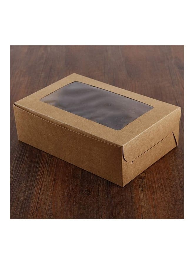 10-Piece 6-Cavity Paper Cupcake Box Set Brown/Clear