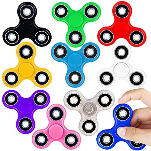 SCIONE Fidget Spinner Bulk 10 Pack TriSpinner Office Desk Classroom ADHD Anti Anxiety Focus Finger Fidget Spinners Stress Relief Toys Gifts for Adults Kids Party Favors Easter Basket Suffers