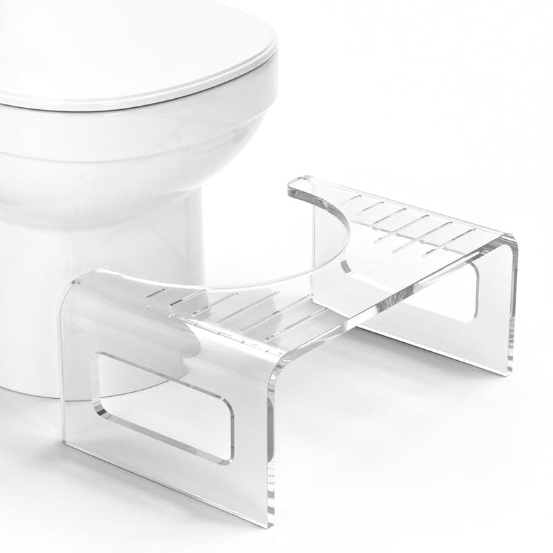 AmazerBath 7 Inches Acrylic Squat Potty, Clear Toilet Step Stool for Adults, Modern Design Non-Slip Pooping Stool, Strong Load-Bearing, Blends Seamlessly Into Any Bathroom