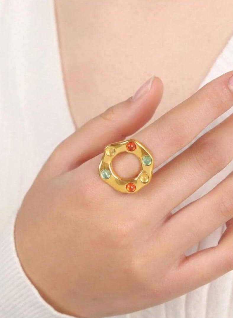 18k Gold Plated Stainless Steel Ring For Women One Size