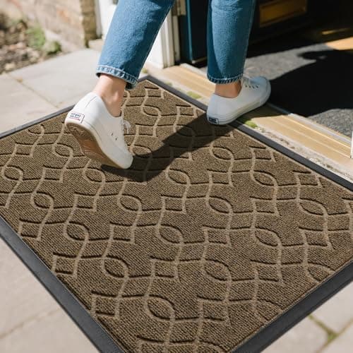 Yimobra Large Door Mat 36x24, All-Season Waterproof Doormat Outdoor Entrance, Heavy Duty Non-Slip Outside Door Mat for Garage Patio Proch Entryway Indoor, Easy Clean, Brown