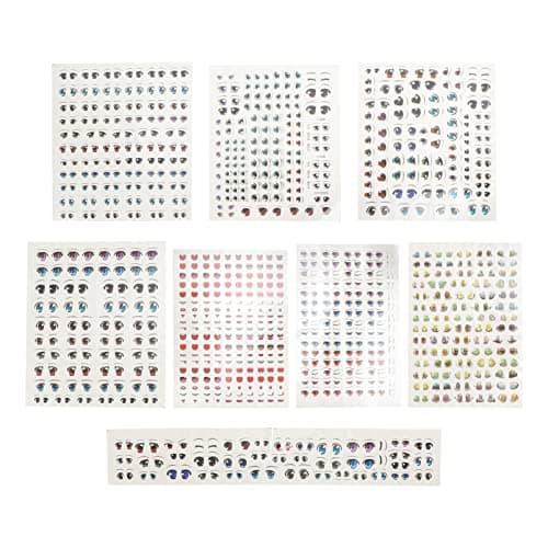 EXCEART Doll Eye Stickers with Eyebrow Water Decals 8 Sheets Mixed Style for DIY Clay Doll Makeup Crafting and Making Accessories