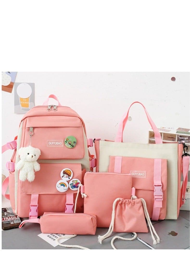 5-Piece Schoolbag Set Pink