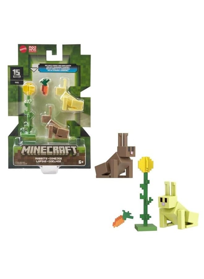Minecraft Vanilla Bunnies Action Figure, 3.25-Inch Collectible Toy for Ages 6+
