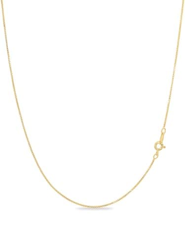 KEZEF 18k Gold Over Sterling Silver 1mm Box Chain Necklace Made in Italy | 925 Sterling Silver Necklace for Women | Rose Gold Chain for Women Men