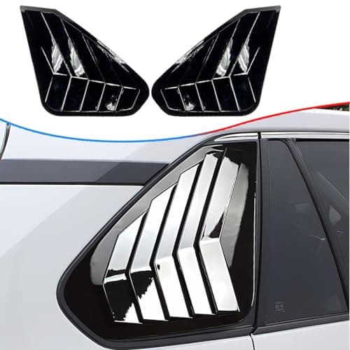 MUXEE 2Pcs Side Vent Window Louvers for Toyota RAV4 2019-2024, ABS Print Sport Window Decorative Covers, Bright Black