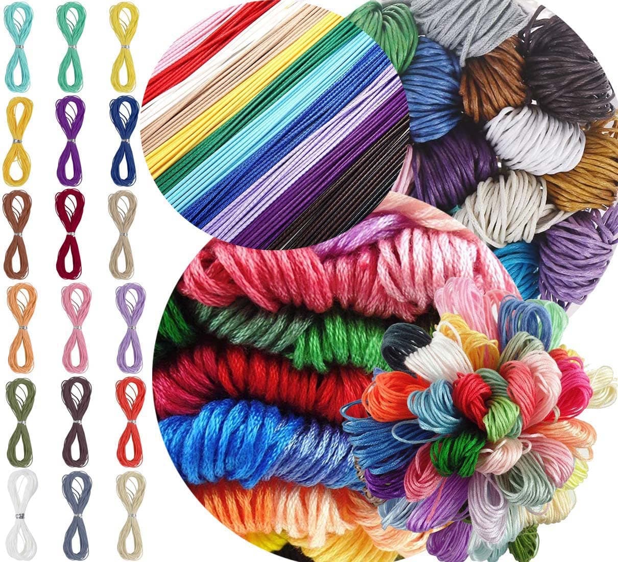 DIY Crafts 60 mtr, Mix, Colors 1-30 Yards Waxed Polyester Cord Thread Beading String for Bracelet Necklace Jewelry DIY Craft Making Mac (60 mtr, Mix)
