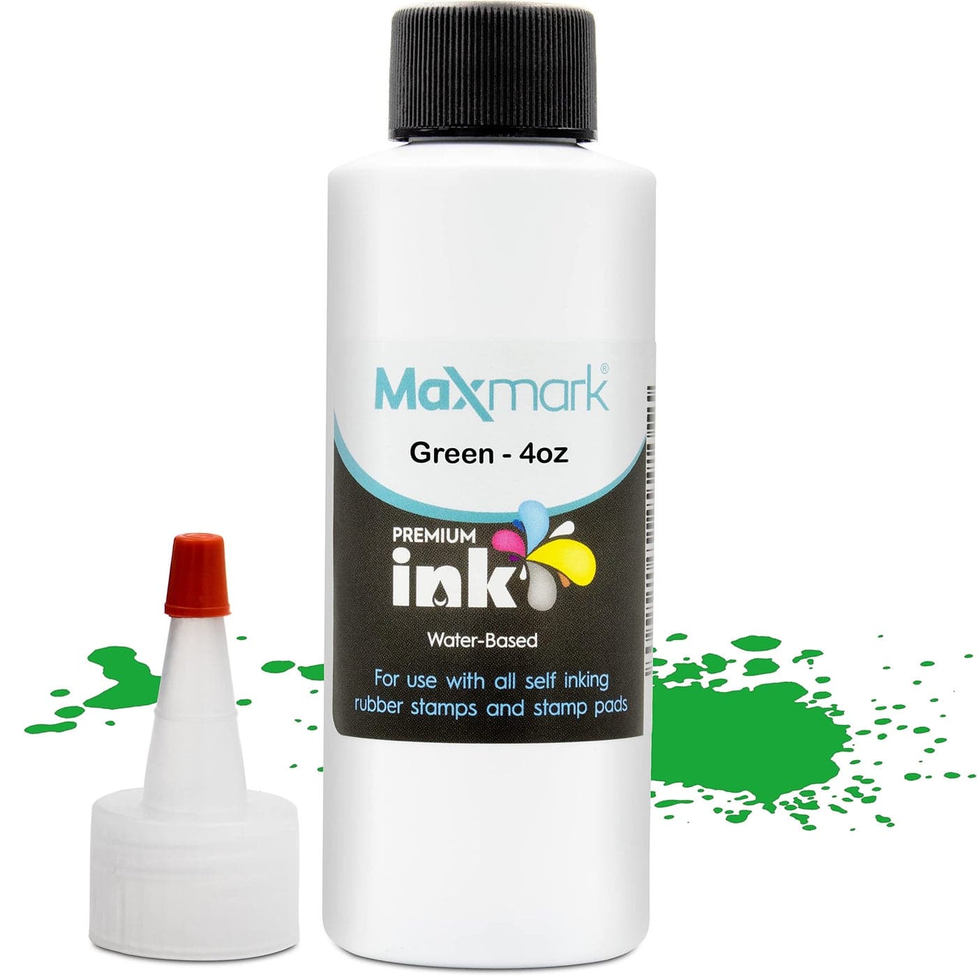MaxMark Premium Refill Ink for self Inking Stamps and Stamp Pads, Green Color - 4 oz.