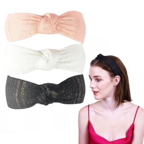 Radhu & Kabby Hair Band For Women/Girls | Non Slip Headband | Cross Knot Hair Band | Comfortable For Every Occasions And Every Hair Type | Black, White, Pink | Same As Pic | 3 Pcs