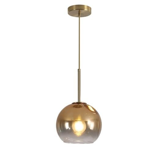 KCO Lighting Glass Globe Hanging Light Fixture Modern Gold Pendant Lights Kitchen Island Mid Century Dining Room Hanging Light Fixtures Over Table Single Pendant Light