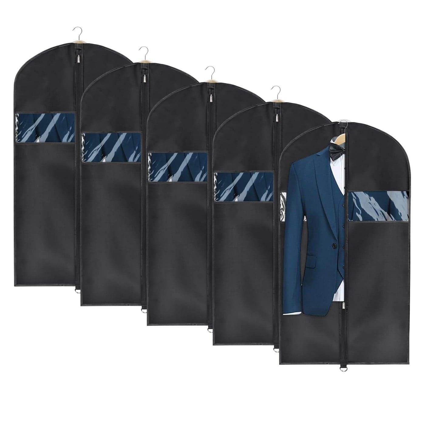 Univivi Garment Bag Suit Bag for Storage and Travel 43 inch Washable Suit Cover for TShirt Jacket Suits Coats Set of 5 Oxford Fabrics