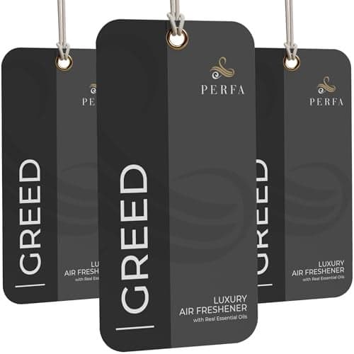 3PCS Creed Disposable Air Fresheners for Men | Long Lasting Car Air Freshener with Greed Fragrance | Lasts for 2 Weeks | Strong Car Perfume with Odour Eliminating Technology | Greed by Perfa