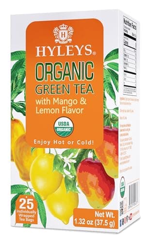 Hyleys Organic Green Tea Mango and Lemon Flavor - 25 Tea Bags
