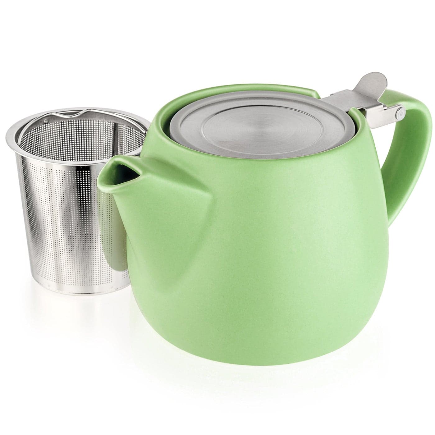 Tealyra Pluto Porcelain Small Teapot Lime 182ounce 12 cups Matte Finish Stainless Steel Lid and ExtraFine Infuser To Brew Loose Leaf Tea 540ml
