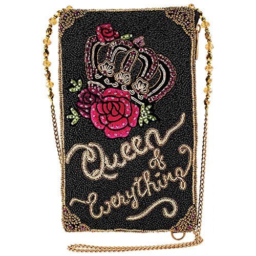 Mary Frances Queen of Everything Beaded Crossbody Cell Phone Bag Clutch Evening Purse, Black