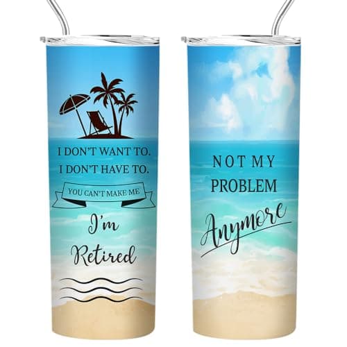 Fatbaby Retirement Gifts for Women,Happy Retirement Travel Tumbler Cup,Retired Gifts for Women Coworker,Vacuum Insulated Stainless Steel Skinny Tumbler With Lid and Straw 20oz