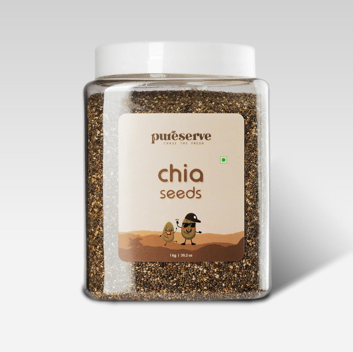 Pureserve Chia Seeds 1Kg -100% Clean & Organic Superfood | High in Protein, Fiber, Omega-3 & Calcium | Antioxidant-Rich for Weight Management & Energy | Perfect for Smoothies, Oats & Healthy Snack