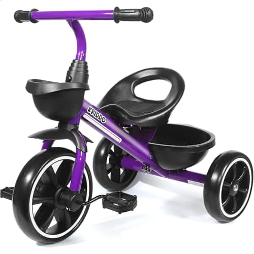 KRIDDO Kids Tricycles Age 24 Month to 4 Years Toddler Kids Trike for 25 to 5 Year Old Gift Toddler Tricycles for 24 Year Olds Trikes for Toddlers Purple