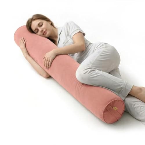 Ailuteie Body Pillow for Adults,Long Round Pillow,Big Cylindrical Pillow,Large Full Bolster Pillows for Side Sleepers (Blush Pink, 47.24"*7.87")