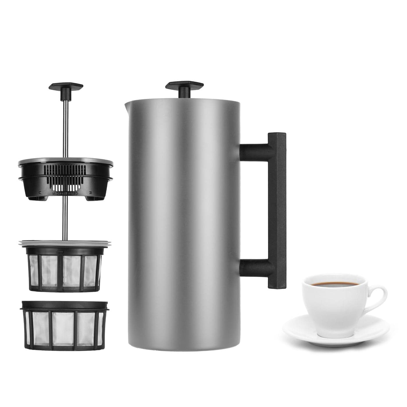 ESPRO P6 32 Ounces French Press Coffee Maker Double Walled Stainless Steel Insulated Brushed Stainless Steel