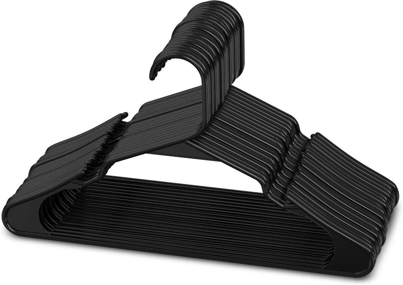 PROTOWARE 36 Pieces Clothe Hangers for Wardrobe - Space Saving Cupboard Storage Organizer - Plastic Hanger Set for Saree, Shirt, Dress (Black)