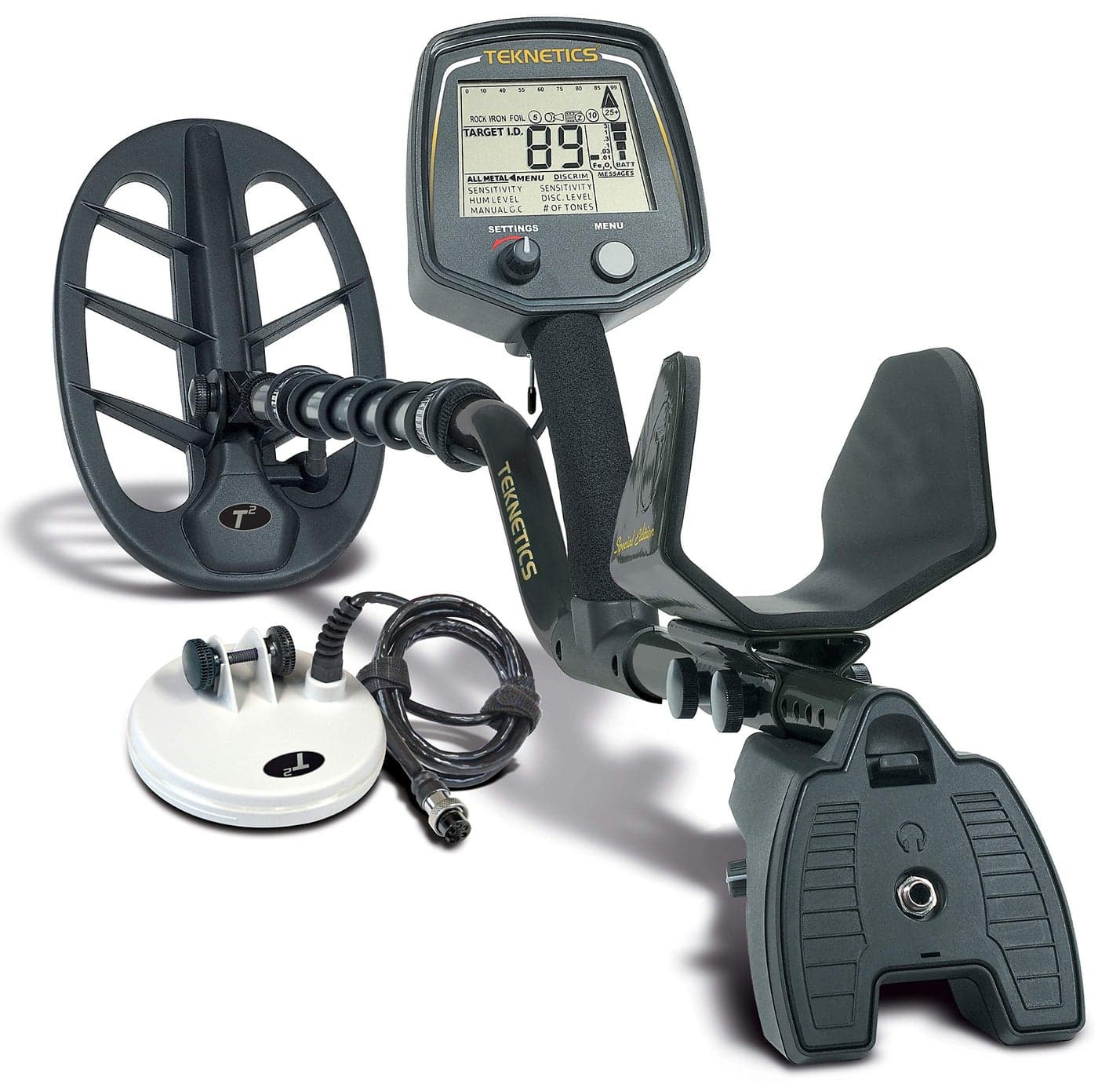 Teknetics T2LTD-BLK T2 Special Edition Metal Detector with 5-Inch and 11-Inch DD Coils, Best for Coin Shooting and Relic Hunting with Unmatched Depth and Speed, Trigger-Actuated Target Pinpointing