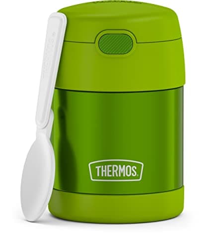 THERMOS FUNTAINER Insulated Food Jar, 10 Ounce, Kid Friendly Food Jar with Foldable Spoon, Lime
