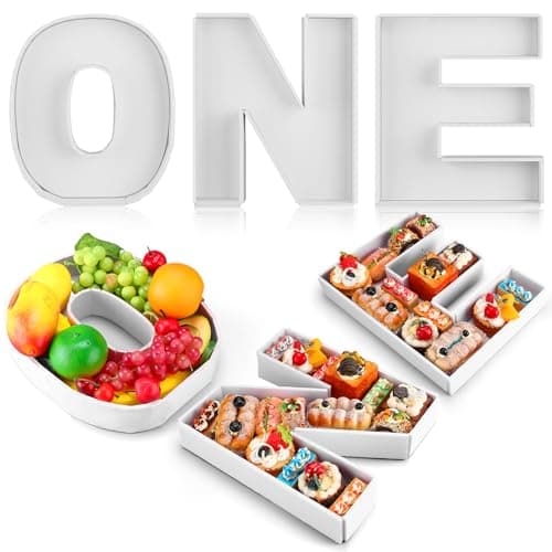 Rossesay 3 Pcs Large Charcuterie Letter 12'' Fillable Tray Charcuterie Box DIY Cardboard Letter Trays for Food 1st 2nd Birthday Anniversary Baby Shower Party Dessert Table(One)
