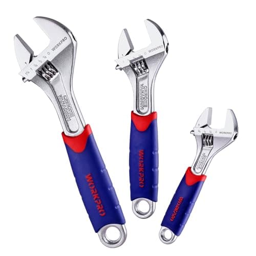 WORKPRO 3-piece Adjustable Wrench Set CR-V with Rubberized Anti-Slip Grips 10-inch, 8-inch, 6-inch