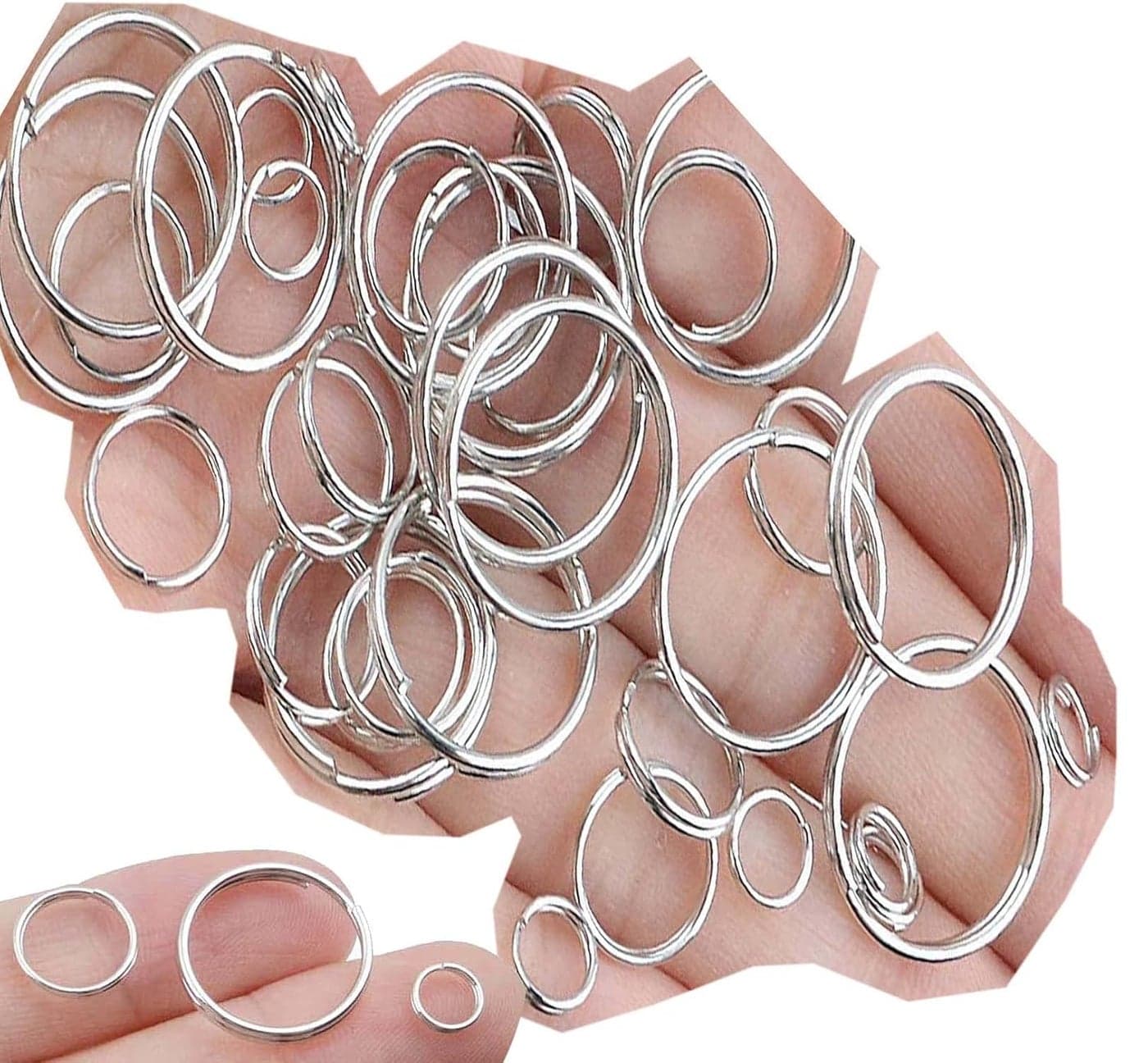 DIY Crafts 80 Pcs, Chrome Silver, 6/10/15mm Double Loop Jump Rings Small Key Chain Rings Round Metal Split Rings for Keys Organization a (80 Pcs, Chrome Silver)