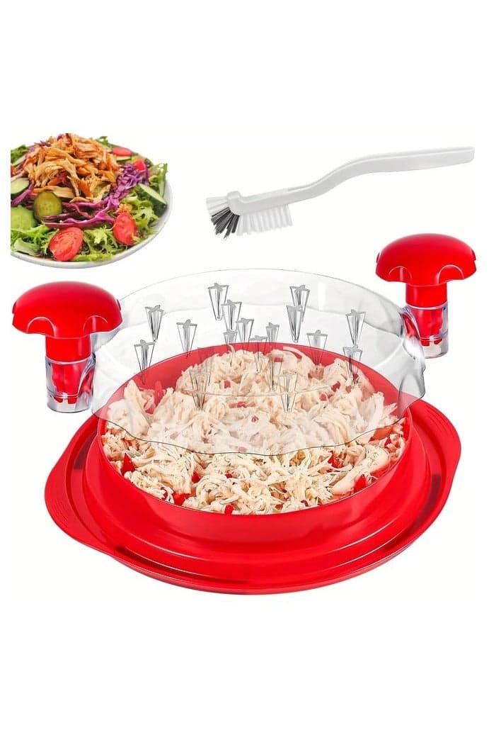 1pc Kitchen Chicken Shredder Tool, Visible Meat Shredder Twist Chopper, Chicken Grinder With Transparent Lid And Cleaning Brush Anti-slip Strip Suitable For Beef Chicken
