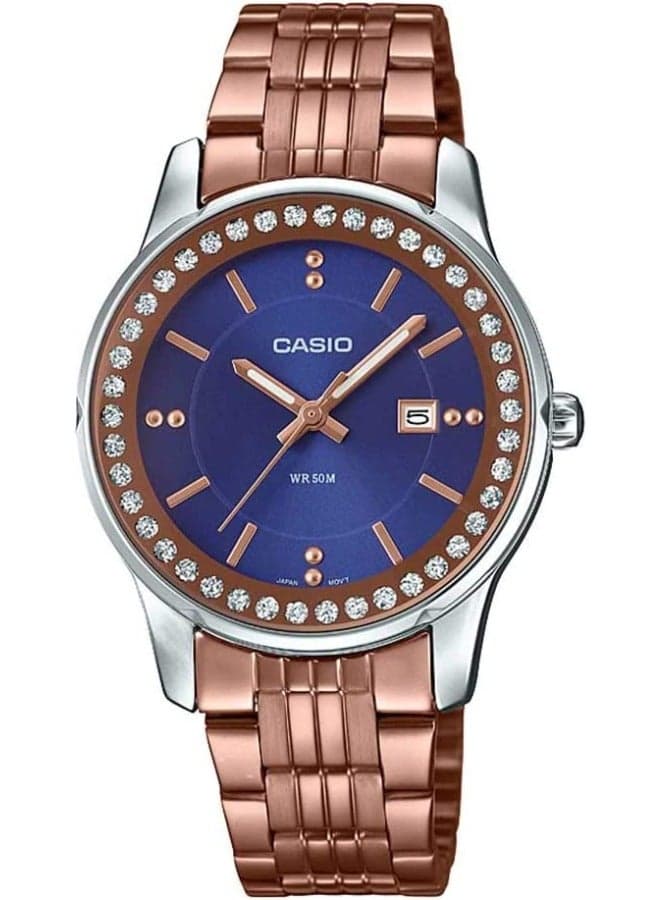 Women's Water Resistant Stainless Steel Analog Wrist Watch LTP-1358R-2AV Rose Gold