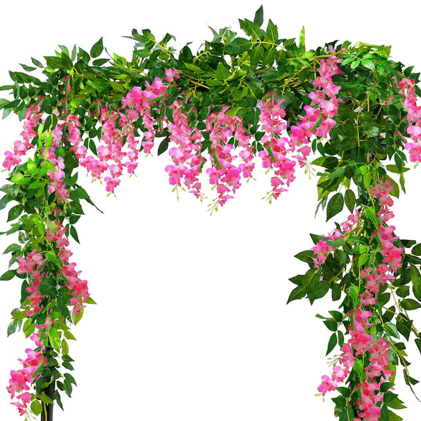 Yueshop 2x7FT Artificial Wisteria Vine Garland Plants Flowers Arts For Ceremony Home Wedding Decoration Rose Red