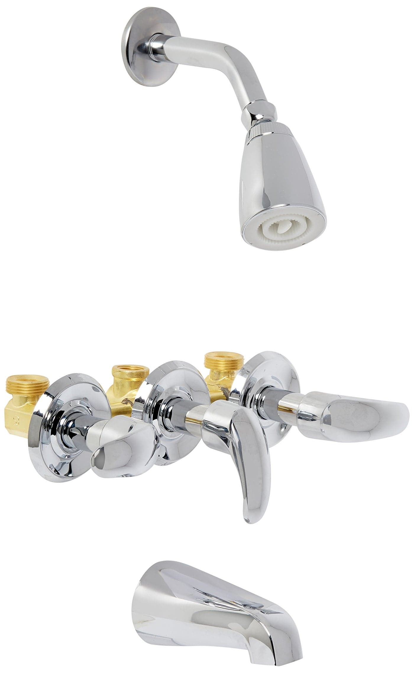 Elements of Design EB6231LL Legacy Three Handle Tub Shower Faucet 5 Spout Reach Polished Chrome