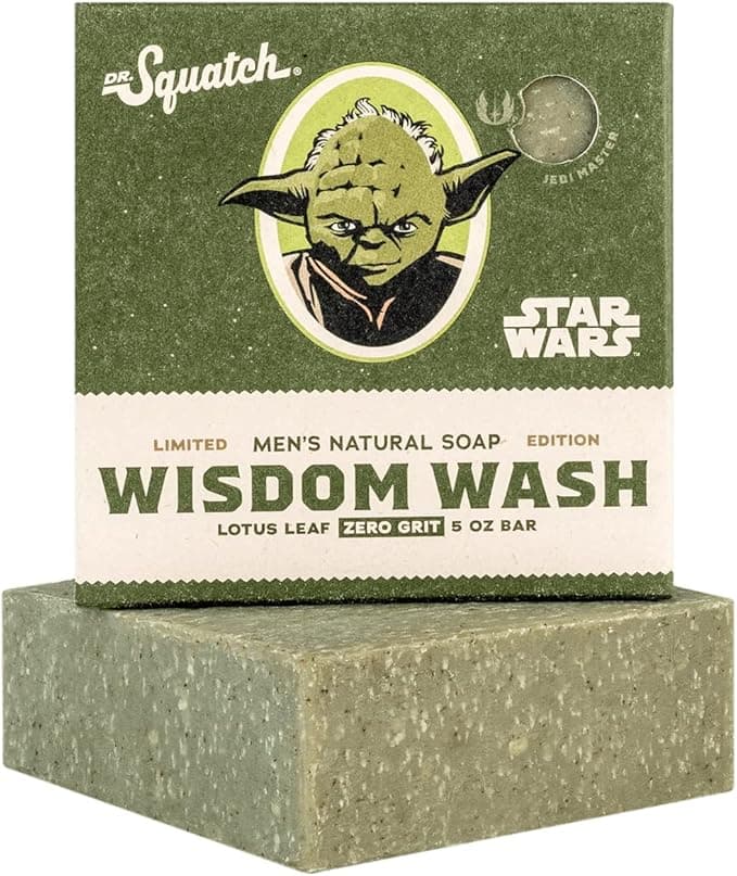 Dr Squatch Mens Starwars Wisdom Wash Soap Limited All Natural Soap Bar for Men with Lotus Leaf Fruit Oil and Coconut Oil Bar Handmade in USA 50 ounces 10 count Pack of 1