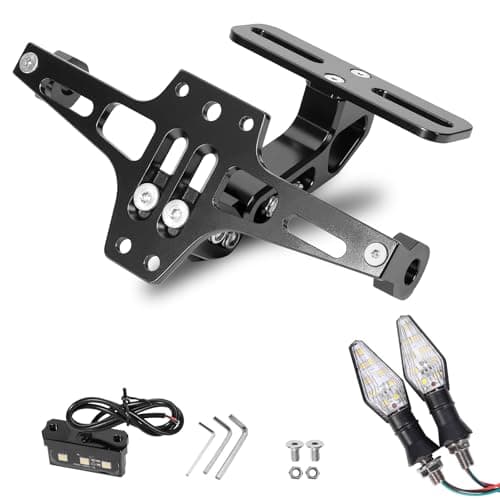 MDPROMCP Universal Adjustable Motorcycle License Plate Holder Motorcycle Fender Eliminator Kit With 2 Turn Signal Lights