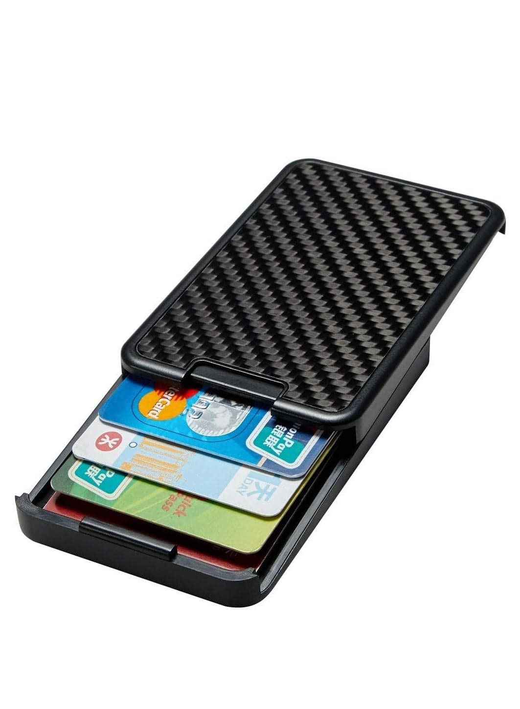 Card Holder for Men, Minimalist Automatic Pop Up Rfid Blocking Carbon Fiber Hard Antitheft Wallets